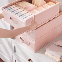 Pink Divided Underwear Storage Box, Foldable Closet Clothing Organizer, 3-In-1 Underwear Storage Bin, Suitable For Closet Underwear, Socks, Ties, Scarves, Drawer Storage, Bedroom Closet Storage, Home And Back To School Essential Accessory - View 5