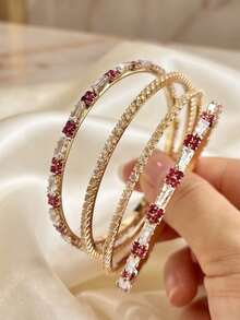 Bollywood Pretty Fashion Colourful Crystal Dots Bangle Bracelet,Gorgeous Attractive Designer Jewelry For Women Daily Or Party Wear,Mom Gift Jewelry - Four-piece Set - View 3