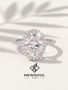 1 pièce Bague de fiançailles, bague de mariage, bague de promesse pour femme en argent sterling S925 de 3 carats, bague éternelle, cadeau de bijoux exquis - Argent - Voir 5