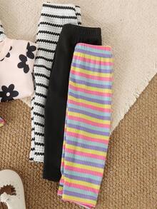 6pcs Baby Girl Spring/Autumn Set, 3D Flower Long Sleeve Top & Long Pants, Casual Home Base Layer, Multi-Color - Multicolor - View 10