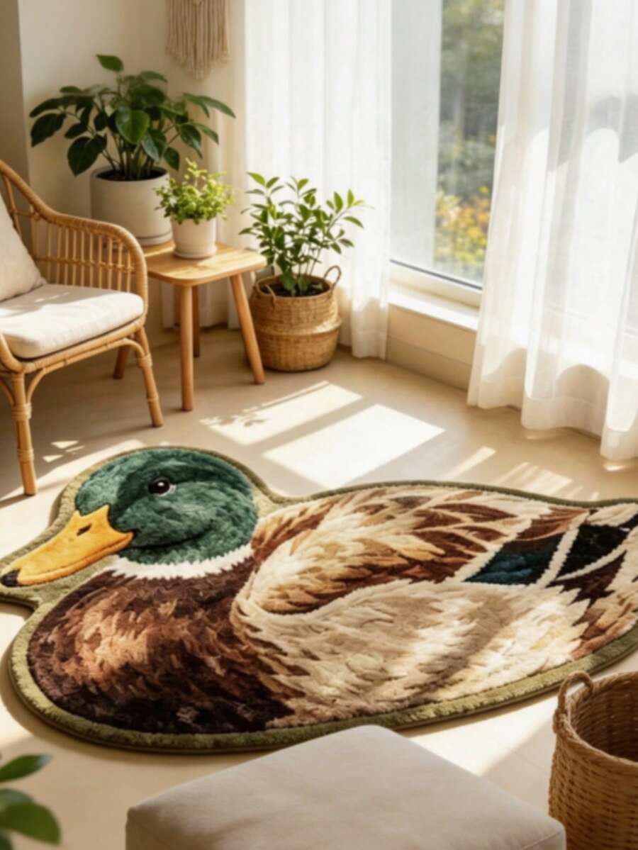 1 buah Karpet Anak Bebek Lucu, Karpet Tebal dan Mewah, Karpet Musim Gugur/Musim Dingin, Karpet Dekoratif Ekstra Tebal, Dekorasi Kamar Tidur, Karpet Kecil, Dekorasi Rumah, Karpet Ruang Tamu - A - View 1