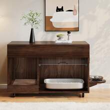 Cat Tree With Cat Mat, Cat Furniture, Pet Cabinet With Rattan Drawer, Pet Sideboard/TV Stand, No Cat Box, White, 120x50x65 - Single Door, 100*45,5*67 cm - View 3
