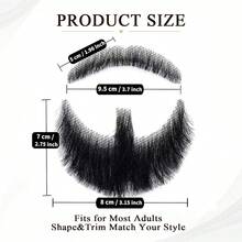 Fake Beard& Mustache, Men's Realistic Invisible Lace False Facial Hair | 100% Human Hair, Hand-Tied On Breathable Lace. Natural Facial Hair For Cosplay, Theater & Daily - Multicolor - View 2