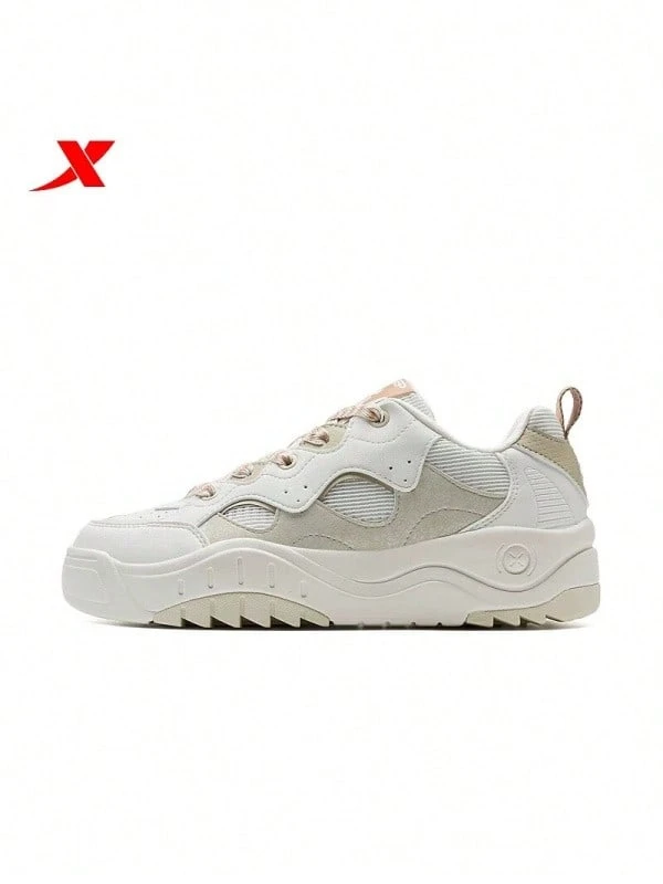 XTEP New Women's Versatile Breathable Mesh Casual Sports Sneakers - White/Tan - View 1