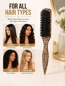 Leopard Print Edge Control Hair Brush, Women's, Smooth Back Combing Hair Brush, For Flyaways, Hairline Styling Brush, Suitable For Smooth Ponytail, Bun And Updo, Pointed Tail Handle For Easy Parting, Travel Hair Styling Accessory - 1pc - View 3