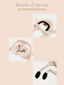 Squeaky Cute Penguin Plush Hat For Boys And Girls, Ear-Protective Lei Feng Hat, Children's Winter Cap - Multicolor - View 6