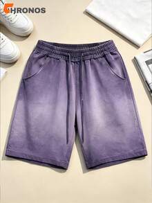 Men's Washed Vintage Shorts Oversized Loose Fit Drawstring Streetwear Athletic Casual Shorts With Pockets - 紫色 - 查看 5