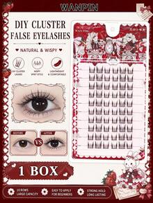 WANPIN WAN PIN Cute Rabbit Style Lightweight False Eyelashes, Natural Voluminous Fairy Style Faux Cluster Lashes, Large Capacity Natural Look, 9-12mm Length, C Curl, Natural Eye Makeup Effect - C - View 8