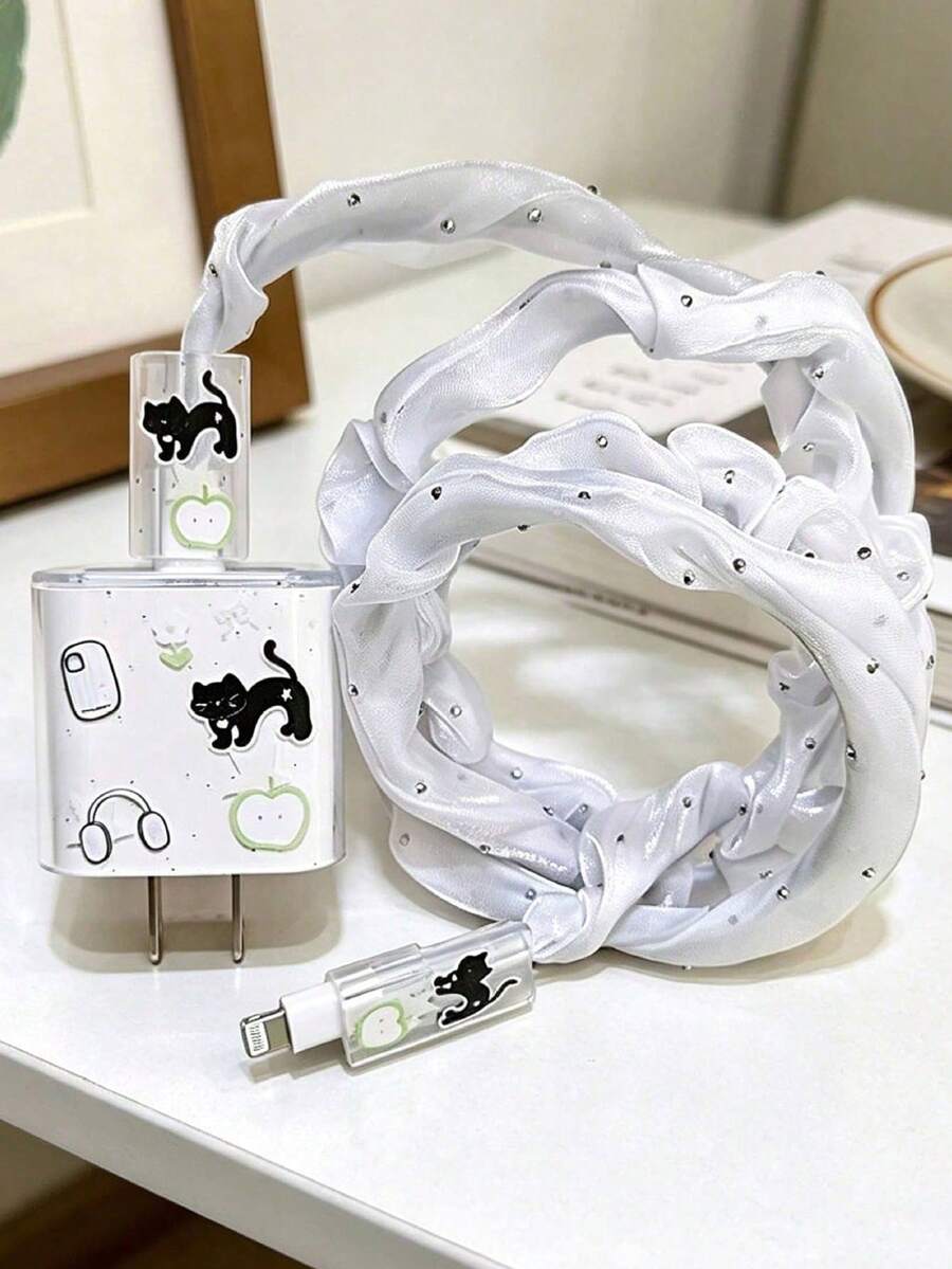 1個卡通小狗蘋果 18-20W 充電器保護套,相容 iPhone 16/15 手機數據線保護 - 彩色 - 查看 1