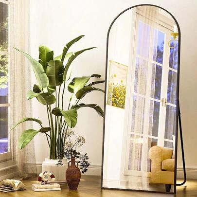 64" X 21" Full Length Mirror Arched Standing Floor Mirror Full Body Mirror, Black