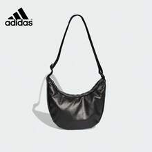 Adidas 品牌標誌亮面質感聚酯纖維單肩斜跨包 女款 常規款 黑色 JX4030 - 黑色 - 查看 3