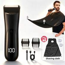 1pc Men's Body Hair Trimmer With Shaving Cloth, Electric Razor Suitable For Face, Arms, Legs, Underarms And Private Areas, Groin Hair Trimmer, Ceramic Blade Unisex Hygienic Shaver, Best Gift For Holidays And Father's Day - black silver - View 12