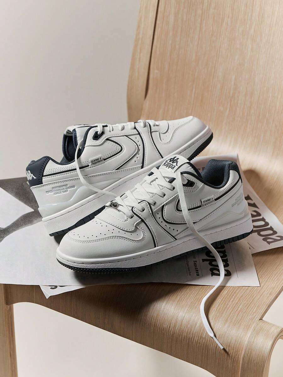 Sepatu Sneakers Kasual Low-Top Gaya Kampus Amerika Kappa, Cocok untuk Pasangan - Putih Klasik/Biru Ungu - View 1