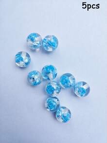 5pcs 16mm Glow-In-The-Dark Rose Resin Beads, Round Beads With Straight Holes, DIY Crafts, Jewelry Making, Phone Straps, Bracelets, Hair Accessories - Glow-in-the-dark Rose Beads - View 15