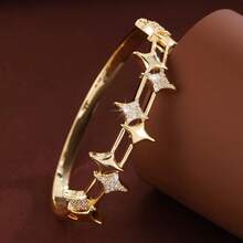 1pc Elegant Star Arrangement Design Cubic Zirconia Inlaid Women Bracelet, Casual Gift - Multicolor - View 12