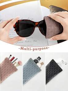 Unisex Rhombus Pattern Soft PU Leather Eyeglass Case - Waterproof Eyeglass Bag - Eyeglass Storage Bag - Watch - Earphone - Small Gadget Storage Bag - Eyeglass Accessories - Ideal Gift Choice - Multicolor - View 19