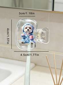 Heart-Shaped Bathrobe Maltese Puppy Brushing Teeth Pattern Toothbrush Head Cover, Storage Box, Toothbrush Protective Cap Holder, Essential Bathroom Accessories For Home And Business Travel, Daily Use And Outdoor Travel, Portable Toothbrush, Back To School Gift - Multicolor - View 11