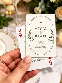 1Set (54 Pcs) Personalized Custom Wedding Playing Cards, Replica Card Deck With Editable Text & Guest Book Lines, Unique Reception Table Favors & Keepsakes For Bridal Couples Guests Friends Family, Elegant Wedding Party Gift Idea - Multicolor 3 - View 8