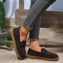 Women's Vintage Loafers Fashion Commute Versatile Thick Sole Flat Slip-On Shoes Spring Autumn New Style - Khaki - View 5