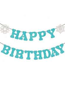 1Set Winter Happy Birthday Paper Banner, Multi‑Color Glitter Letter Garland With Snowflake Accent, Birthday Hanging Pennant For Birthday Party, Indoor Wall, Mantel, Backdrop & Photo Booth Party Decor - View 6