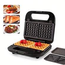 CACHOO 3-In-1 Sandwich Maker, Panini Press & Waffle Iron - Indoor & Outdoor Electric Grill With Removable Non-Stick Plates, Cool-Touch Handle, LED Light, Easy Clean, 750W - Perfect For Home, Kitchen, Camping & Travel, 304 Stainless Steel - US A Type Plug(110-127V) - View 12
