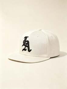 1pc Unisex Flat Brim Baseball Cap, LA Letter Gothic Embroidery, Hard Top Hip-Hop Style, Adjustable Strap, Suitable For Casual, Street, Party, Travel Daily Wear - Multicolor - View 10