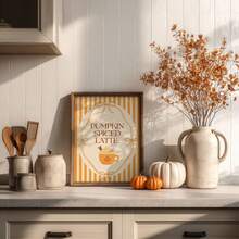 1pc Frameless Pumpkin Spice Latte Fall Wall Art Poster Dorm Gift - Multi-color - View 2