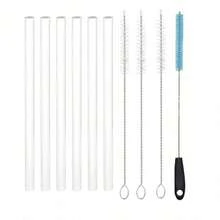 6pcs Replacement Straws, Compatible With 24/32oz Water Bottles, Reusable Plastic Straws With Cleaning Brush, Suitable For Insulated Stainless Steel Tumbler Accessories (Clear) - Clear - View 11