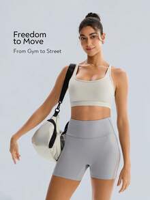 Tender Angel New Non-Removable Padded Cross-Back Sports Bra For Yoga, Running And Training Fall - Light Grey - View 2