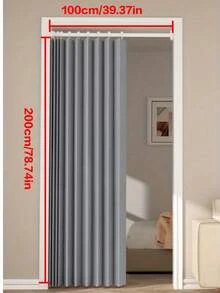 1pc Minimalist Foldable Curtain, Foldable Windproof Partition With Hooks, Storage Strap And Double-Sided Magnetic Suction Cups, Suitable For Living Room, Bedroom, Bathroom, Multiple Colors And Sizes Available, Fits Various Scenarios (Single Curtain Panel, Rod Not Included) - Multicolor - View 13