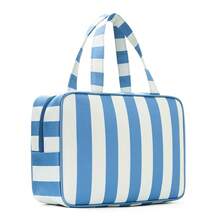 1pc Personalized Striped Makeup Bag, Customized Name Cosmetic Storage Bag, Large Capacity Travel Toiletry Bag With Handle And Hook, Portable Women's Wash Bag - Multicolor - View 10