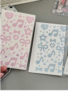 [Back To School]4pcs/3pcs/2pcs/1PC 3 Colors 2 Styles Solid Color Rhinestone Stickers, Including Heart, Bow, Musical Note And Other Geometric Patterns, Suitable For Students' Decoration Cards, Gifts, Notebooks, Diaries, And Can Also Be Used As Gifts - Multicolor - View 24