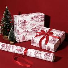 1 Roll Of Wrapping Paper Featuring A Red Santa Claus And Christmas Tree Pattern; Suitable For Christmas, Holiday Decorations, Birthday Parties, Gift Wrapping, And Holiday Gift Boxes-Dimensions: 43 Cm * 500 Cm (17 In * 16.4 Ft) - Multicolor - View 5