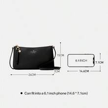 Kate Spade Tas Selempang Wanita Ginnie, Tas Bahu Minimalis Y2K, Clutch untuk Perjalanan Sehari-hari, dengan Tali yang Dapat Diatur - Hitam - View 7