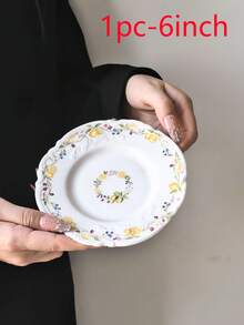 1pc/4pcs Berry Lemon Ceramic Dinner Plate, 6-Inch Exquisite Modern Ins Style French Handmade Painted Dining Plate, Cute Design Storage Plate, Multi-Functional Storage, Ceramic, Dishwasher - Multicolor - View 12