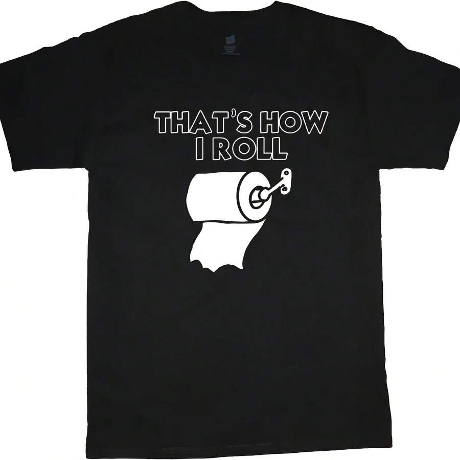 Funny Toilet Paper Design T-Shirt For Men - Joke Gift For Dad, Bathroom Humor T-Shirt - Shape - View 1