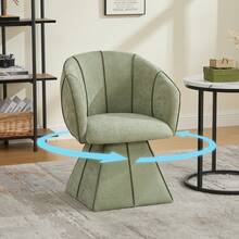 Single Rotating Chair With Chenille Fabric, Olive Green - For Living Room Or Bedroom - 橄欖 - 查看 1