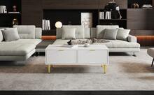 Modern White Coffee Table With Golden Accents - 白色 - 查看 9