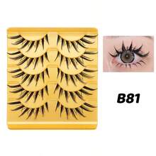 5 Pairs Cartoon Style 3D False Eyelashes, Flared Natural Realistic Defined Full Upper Lashes - B81 - View 3