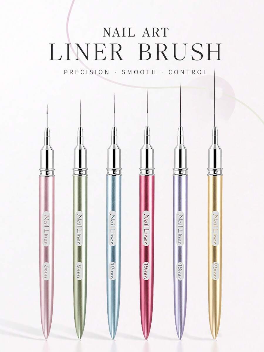 Set Kuas Nail Liner Matte untuk Desain Nail Art, Pena Gambar Pita Garis Detail Halus Panjang Profesional, Alat Manikur DIY