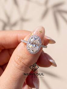 1 pièce Bague de fiançailles, bague de mariage, bague de promesse pour femme en argent sterling S925 de 3 carats, bague éternelle, cadeau de bijoux exquis - Argent - Voir 4
