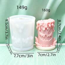 1pc Halloween Scented Candle Silicone Mold Home Decor/Gift Ornament Plaster Mold, Handmade Epoxy Resin Casting Mold, Art Decorative Clay Plaster Mold - A-White - View 3