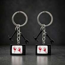1pc/2pcs Unisex Halloween TV Hammer Wrench Pendant Accessory Hanging Decoration Halloween Gift Creative Bag Key Chain - Multicolor - View 1