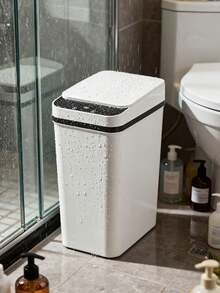 Automatic Sensor Trash Can With Lid, Touchless Narrow Small Waste Bin, Smart Slim Plastic Trash Can, Suitable For Kitchen, Bathroom, Office, RV, Bedroom, Living Room, White - White - View 1