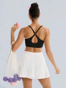 Tender Angel Bra Olahraga Model Baru dengan Bantalan Tidak Dapat Dilepas dan Desain Silang di Belakang untuk Yoga, Lari, Latihan, dan Olahraga Warna Hitam - Hitam - View 5