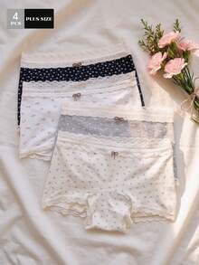 4pcs Women's High Elasticity Comfortable Daily Home Underwear Safety Shorts Boxer Briefs - Multicolor - View 10