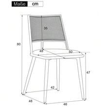 Set Of 4 Dining Chairs, PU Seat, Rattan Backrest, Living Room, Bedroom Chair, Beige - 米色 - 查看 4