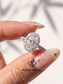 1 pièce Bague de fiançailles, bague de mariage, bague de promesse pour femme en argent sterling S925 de 3 carats, bague éternelle, cadeau de bijoux exquis - Argent - Voir 2