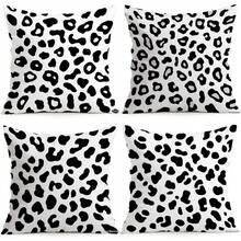 4pcs White Leopard Print Pillow Covers, Single-Sided Printed Pillow Covers, Suitable For Living Room, Bedroom, Home Decor, All-Season Pillow Covers - Multicolor - View 1