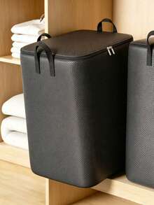 1pc Portable Large Capacity Oxford Cloth Storage Bag, Waterproof And Moisture-Proof, Durable Zipper, Suitable For Seasonal Clothing, Bedding, Toys Storage, Storage Room Organization, Moving, Travel, Multi-Functional Handheld Travel Storage Bag - Black - View 2